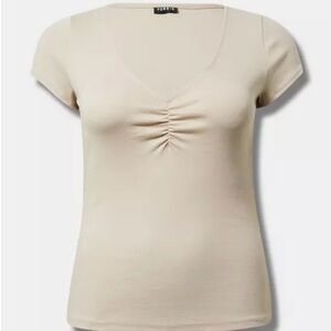 Torrid Rib Cinched V-Neck Tee NWT